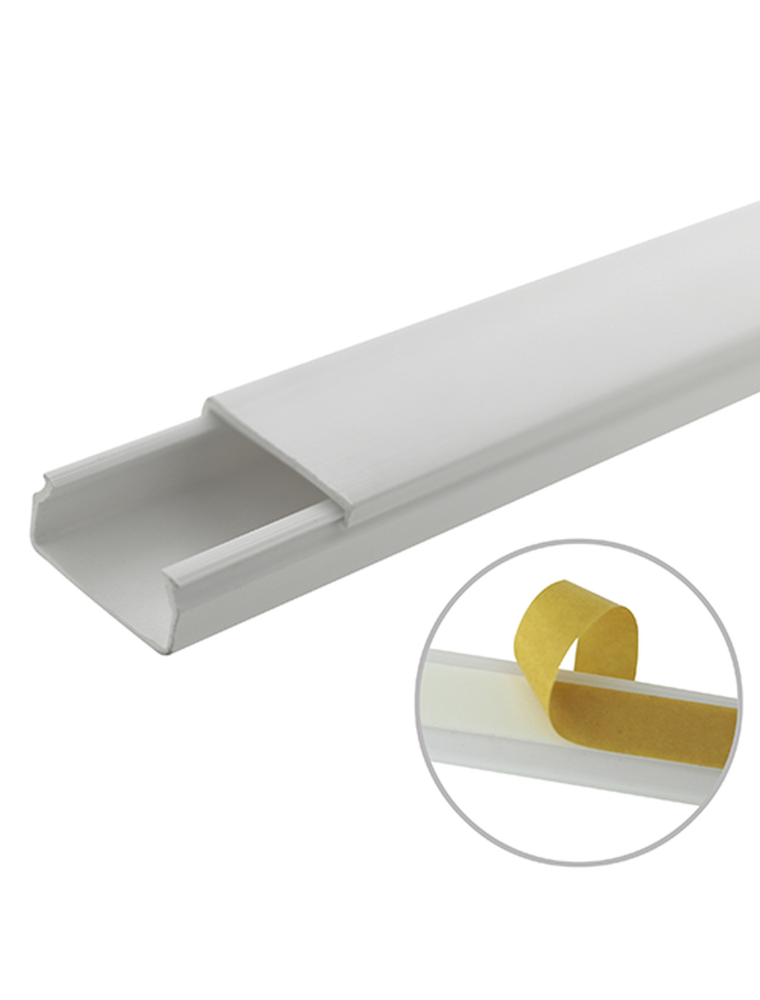 Canaleta blanca de PVC auto extinguible, sin división, 20 x 10 mm, tramo de  6 pies